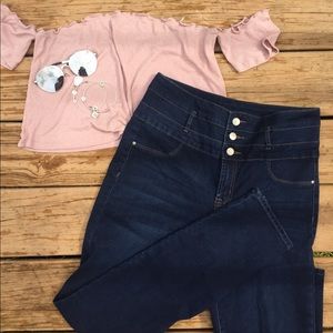 Charlotte Russe high waisted dark wash jeans